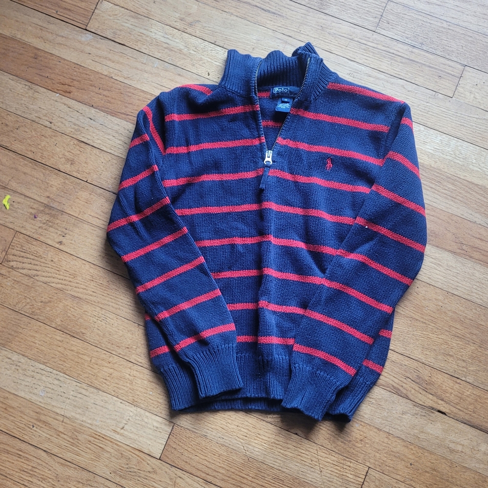 Polo Ralph Lauren Navy and Red Zip-Up Sweater